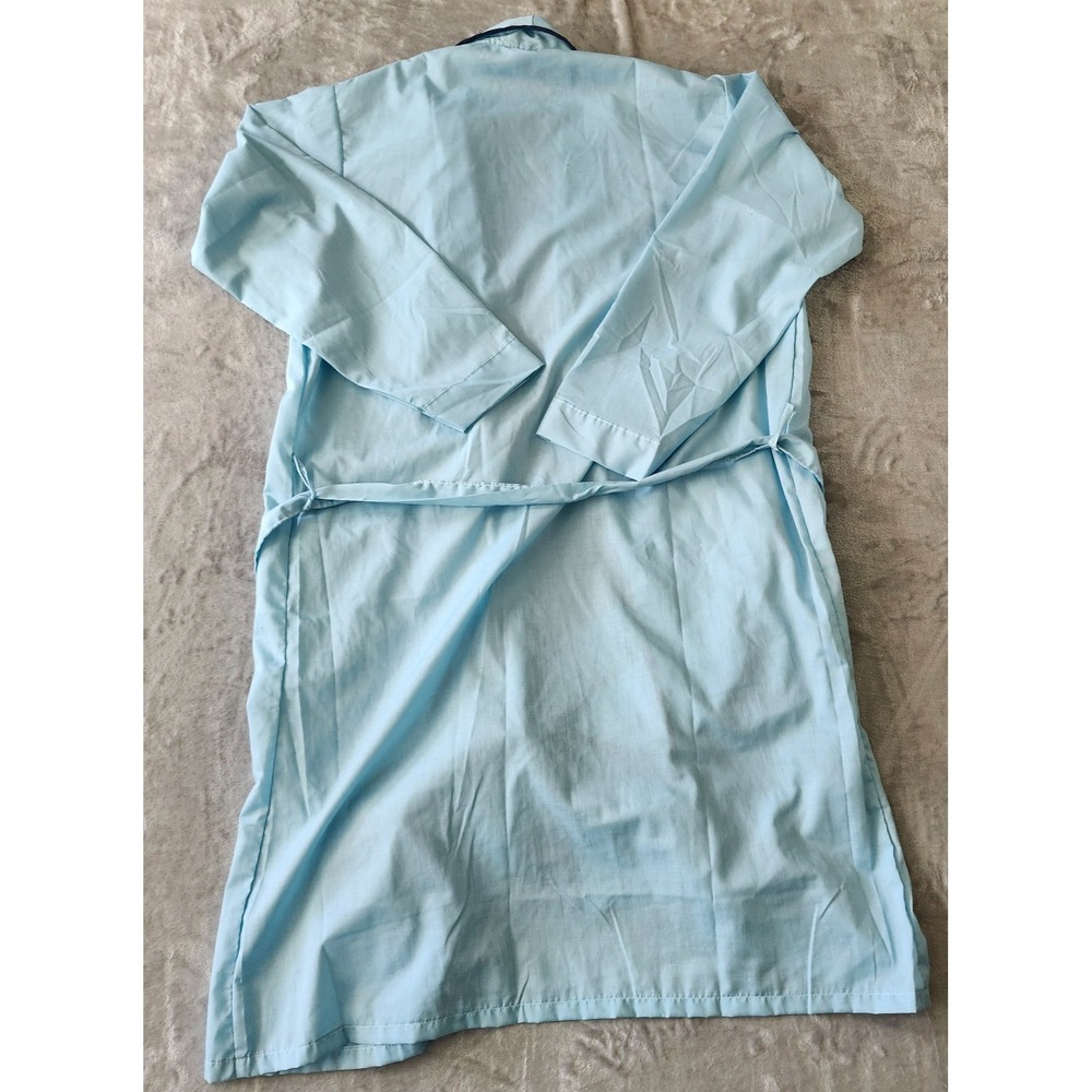 Vintage 1960s/70s Robe Baby Blue w/ Navy Stripe Pockets Men's XL Belt‎ Dad - Picture 10 of 13